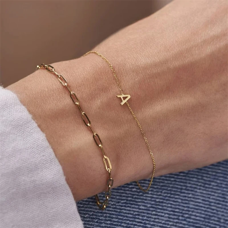 

14K Gold Filled Initial Bracelet Custom Letter Jewelry Handmade Gold Bracelet Boho Bracelets Vintage Tarnish Resistant Jewelry