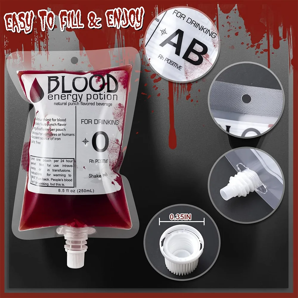 5/10pcs 150/250ml Drinks Blood Bags Halloween Decoration Reusable Drink Pouch Live Blood of Theme Party Masquerade Party Props