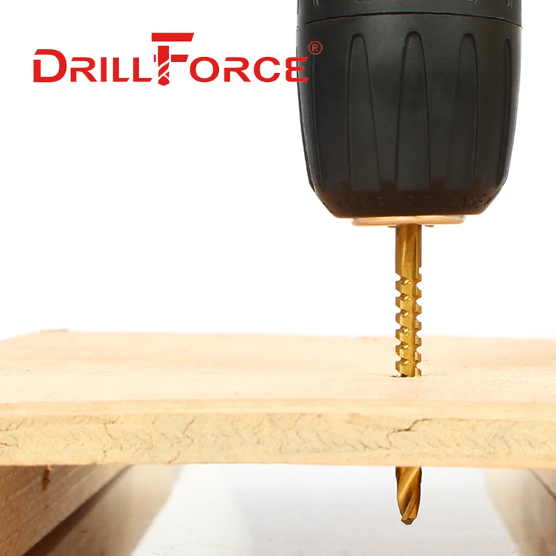 Drillforce 3/4/5/6/6.5/8Mm Set Mata Bor Gergaji HSS Sekrup Komposit Keran Tukang Kayu Plastik Logam Lubang Alat Grooving