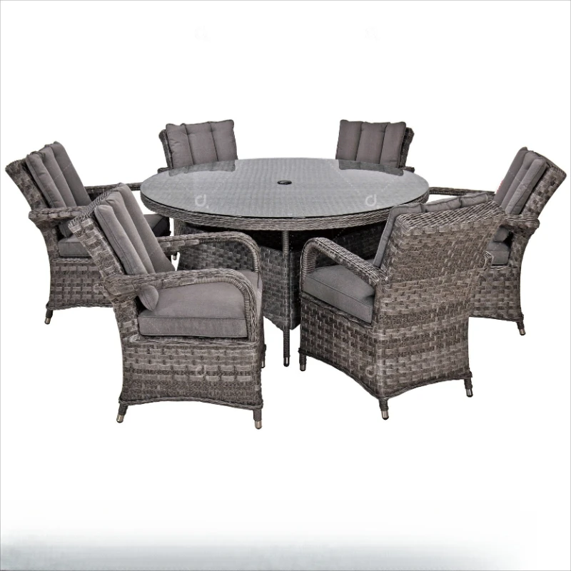 Outdoor table and chair courtyard garden open-air aluminum rattan chair combination