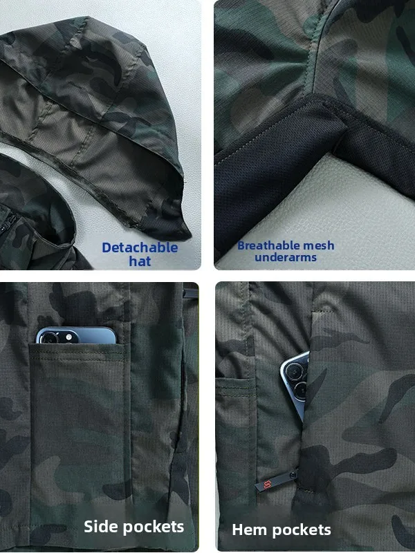 Summer Thin Work orm Set Men's Camouflage Breathable Wear Resistant Auile Repairing New 2025 Faion Workwear