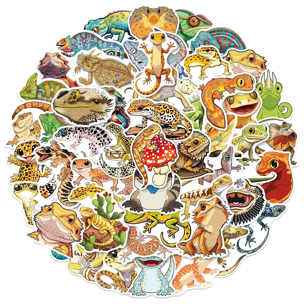 10/30/50 Stück Lustige Niedliche Tier-Eidechsen Cartoon-Aufkleber Reptilien-Tier-Sticker DIY Notizbuch Handy Gitarre Kühlschrank Graffiti Aufkleber-Set