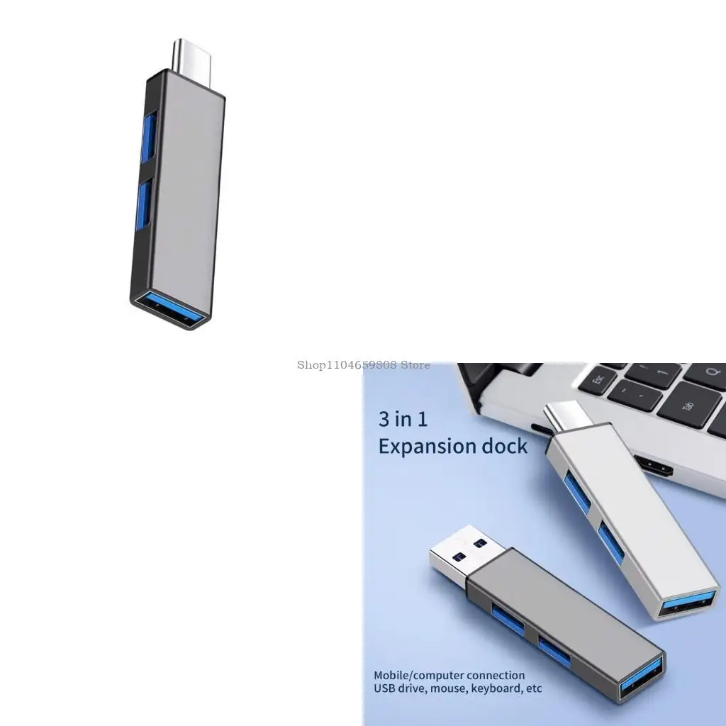 

Efficiency USB C Hub 3Ports USB3.0 Hub for 5Gbps Data Transfer USB2.0 Port for 480Mbps Data Transmission Adapter