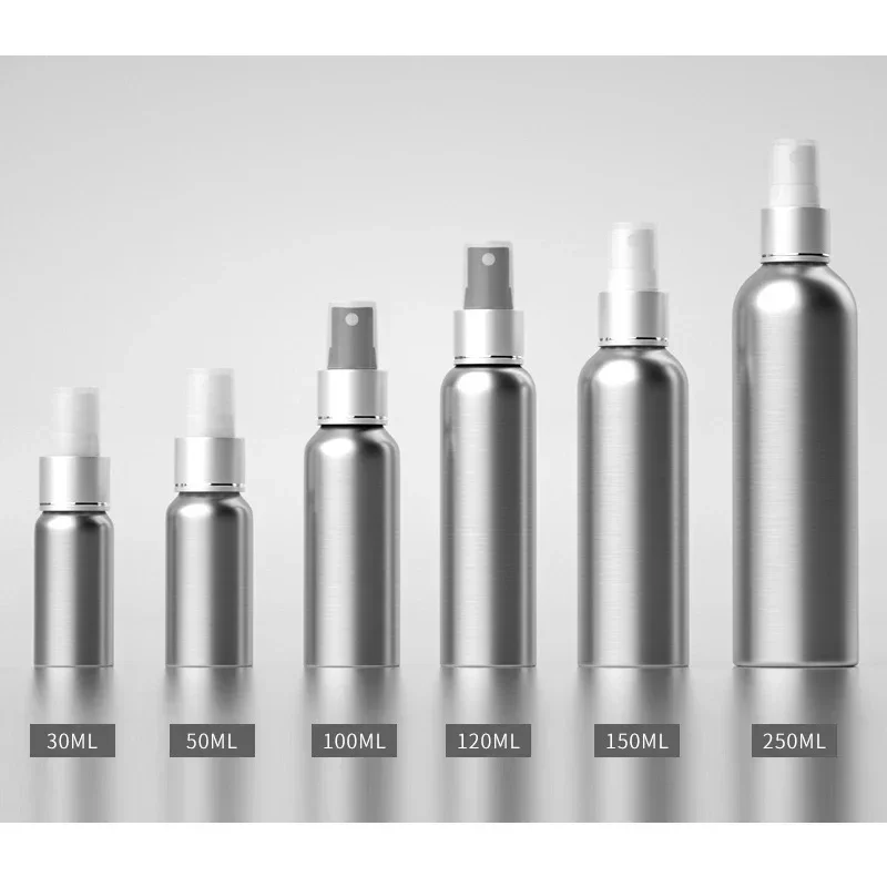 30ml/50ml/100ml/120ml/150ml/250ml Aluminum Empty Spray Bottle Mini Travel Refillable Perfume Cosmetic Container Sprayer Atomizer