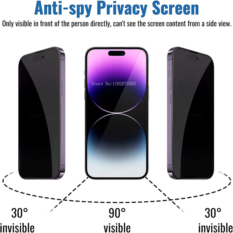 Black Privacy Screen Protector For iPhone 12 13 14 15 Pro XS MAX XR Anti-spy Tempered Glass For iPhone 7 8 Plus SE2020