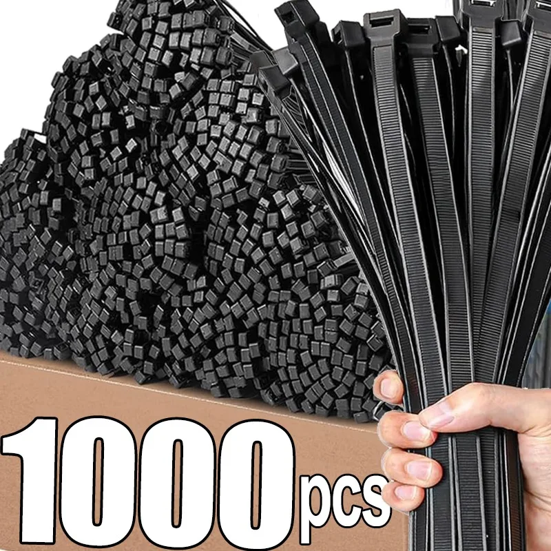 

100-1000Pcs Nylon Cable Ties Self-locking Cord Ties Straps Adjustable Plant Bundle Cables Fastening Ring Loop Wire Tie Wholesale