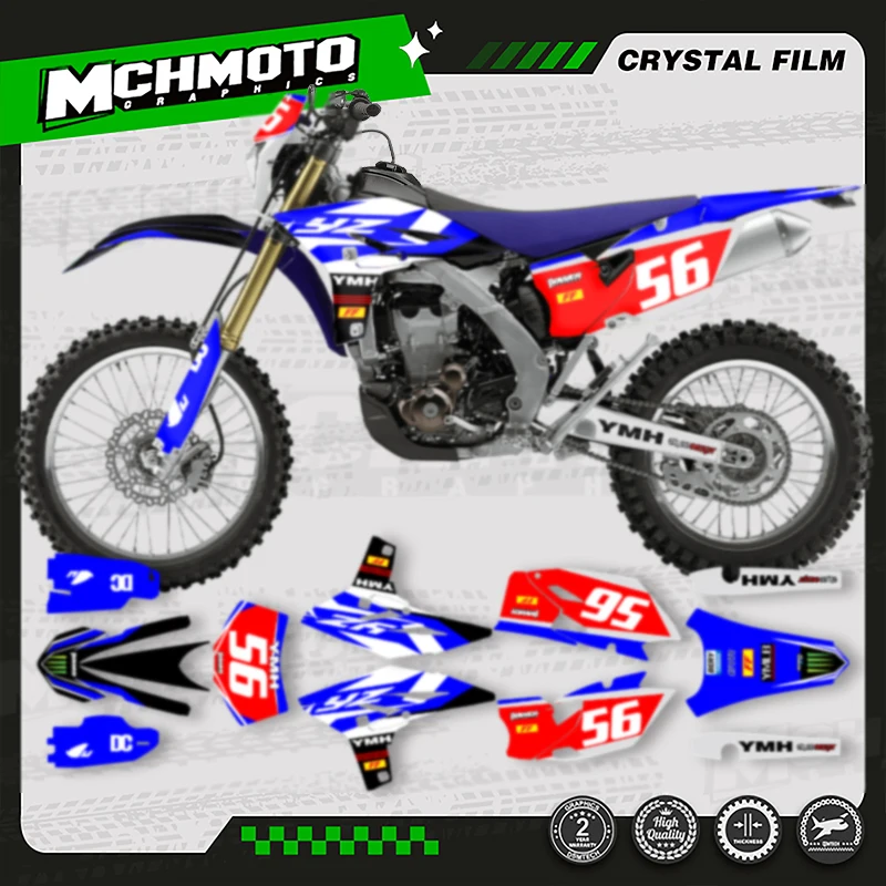 

MCHMFG Motorcycle Graphics Background Decal Stickers Kits For YAMAHA WRF450 2012 2013 2014 2015 Number Name Custom