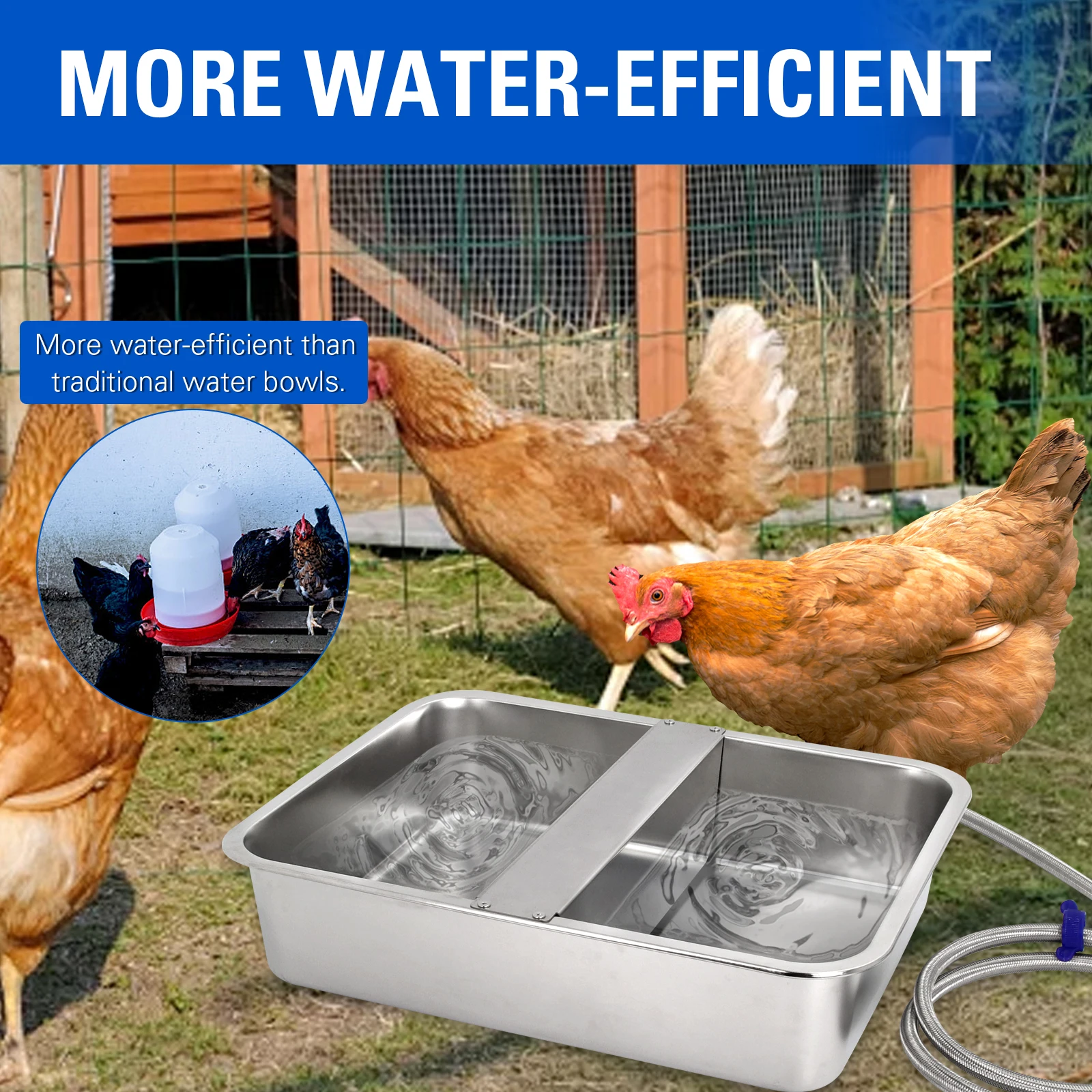 Large-Capacity 13.5L Stainless Steel Dog Water Bowl Anti-Fall Durable Dispenser Automatic Drinking Basin Feeding Basin Livestock