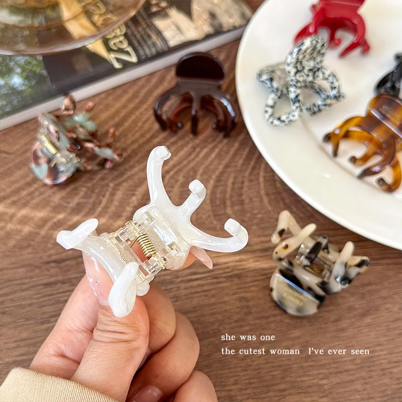 

1 шт. Ins Vintage, красный осьминог, средний, зажим для волос, Gold Label Sense, шоколад, утолщенный, захват для волос, заколка для волос