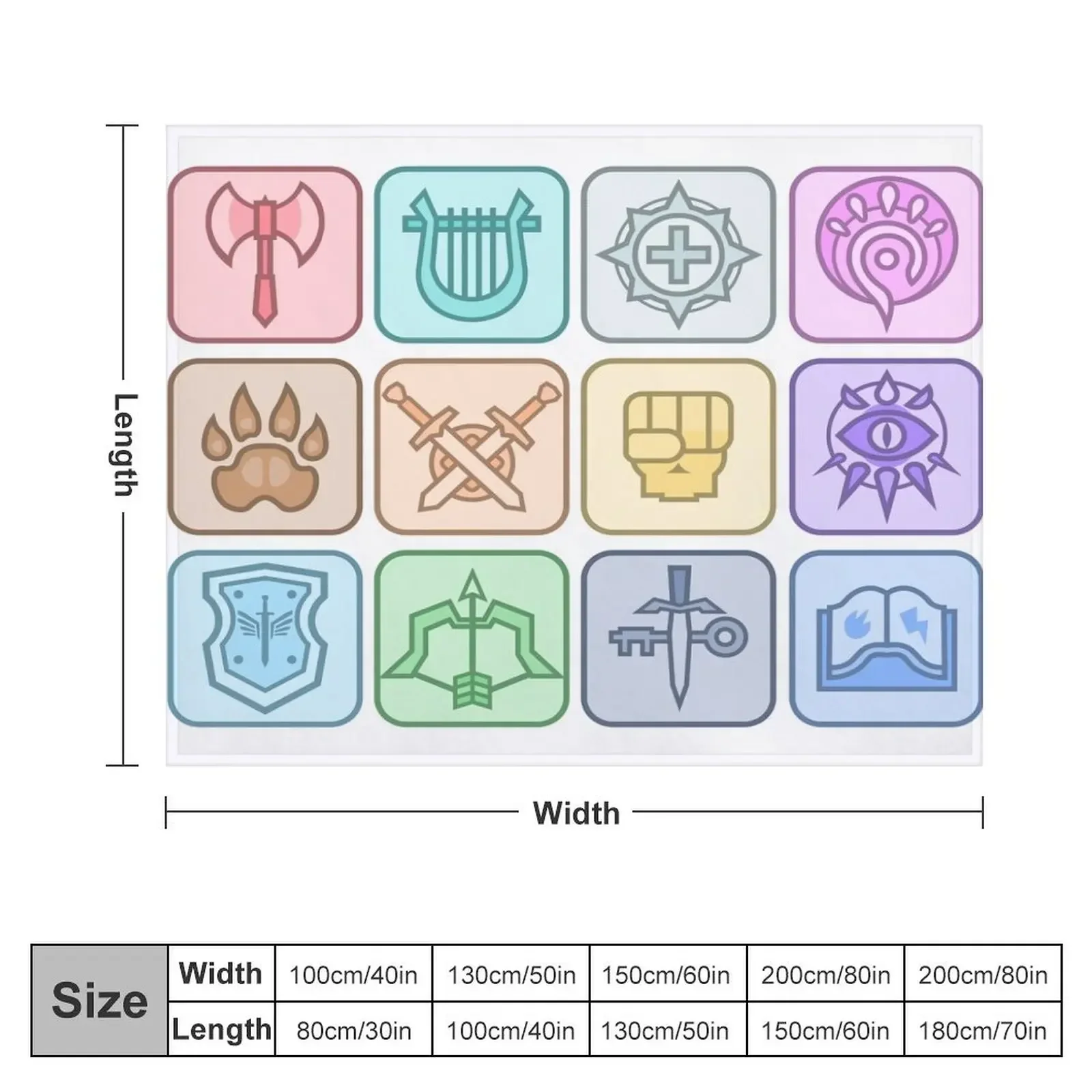 JoCat Crap Guide to DnD Class Icons [Color] Throw Blanket Flannel warm for winter Blankets