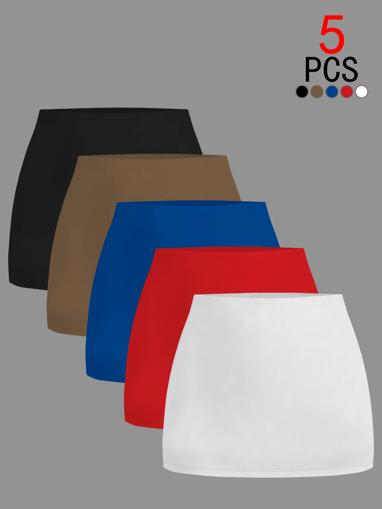 

Комплект из 5 однотонных облегающих мини-юбок для женщин, весенние и летние сексуальные юбки, плотный эластичный стиль для девочек с подкладкой для шорт