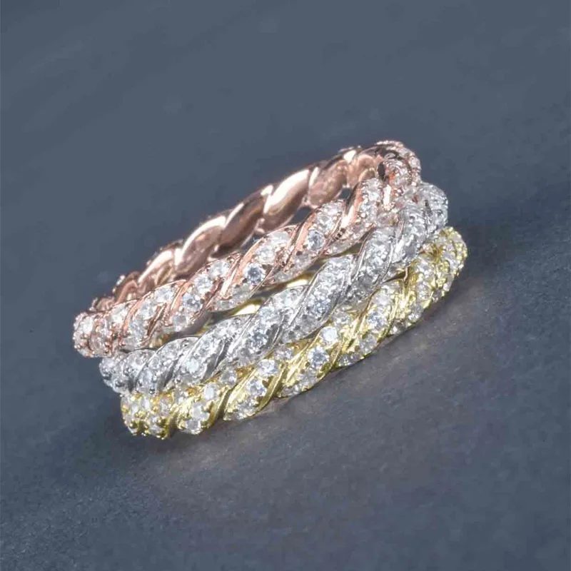 

Simple Retro Joint Ring Ins Tide Metal Twist Woven Chain Ring Sparkling Exquisite Ring