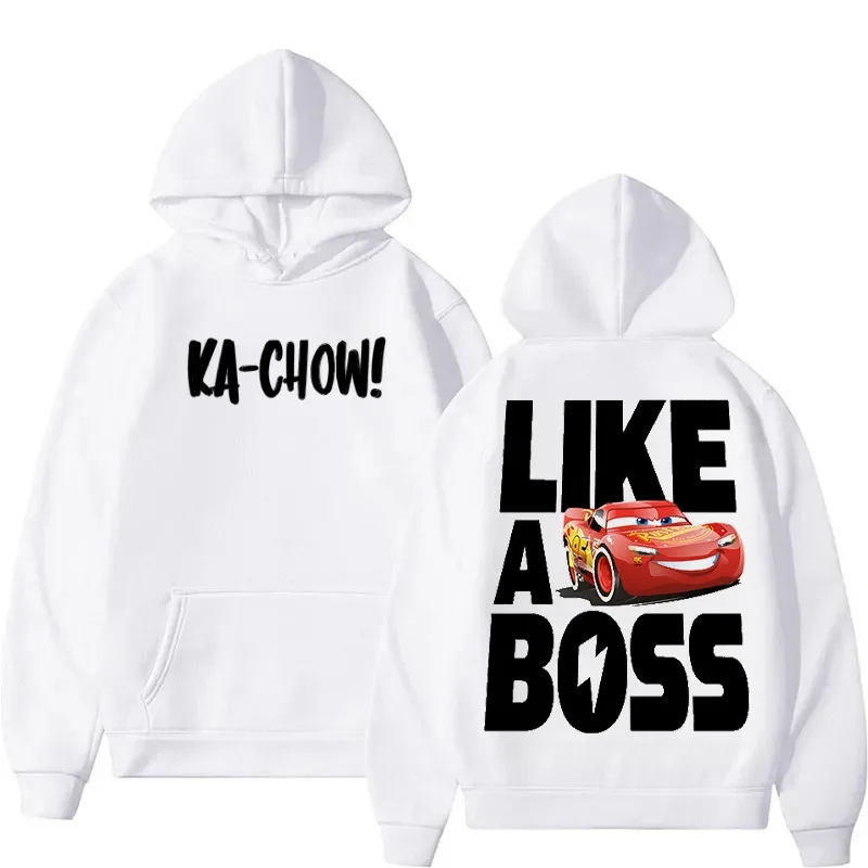 سيارات ديزني لايتنينج ماكوين "كا تشاو! ملابس Y2k بغطاء للرأس مطبوعة برسوم كارتونية ممتعة للجنسين كاجوال فضفاضة بأكمام طويلة #6