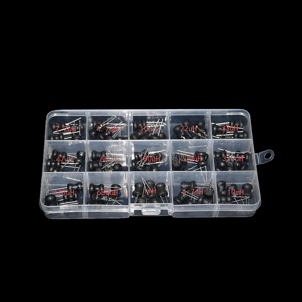 75pcs 2.2uH-10mH DIP inductor 15Values x 5pcs 8*10mm Choke Inductors Assorted Kit 4.7uh 33uh 68uh 100uh 220uh 470uh 1mh 4.7mh