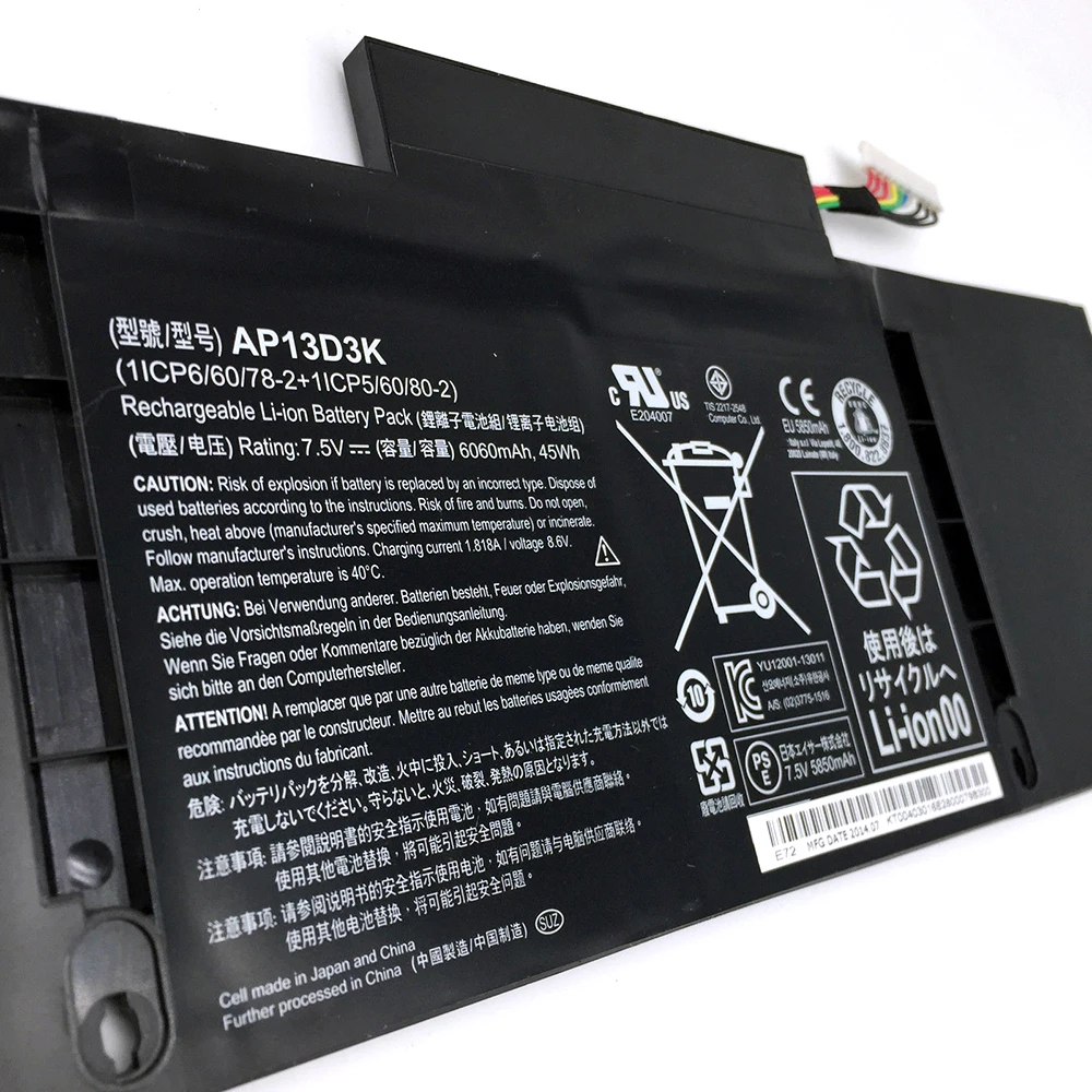 Brand New Original AP13D3K 7.5V 45Wh Laptop Battery for Acer Aspire S3-392 S3-392G 1ICP6/60/78-2