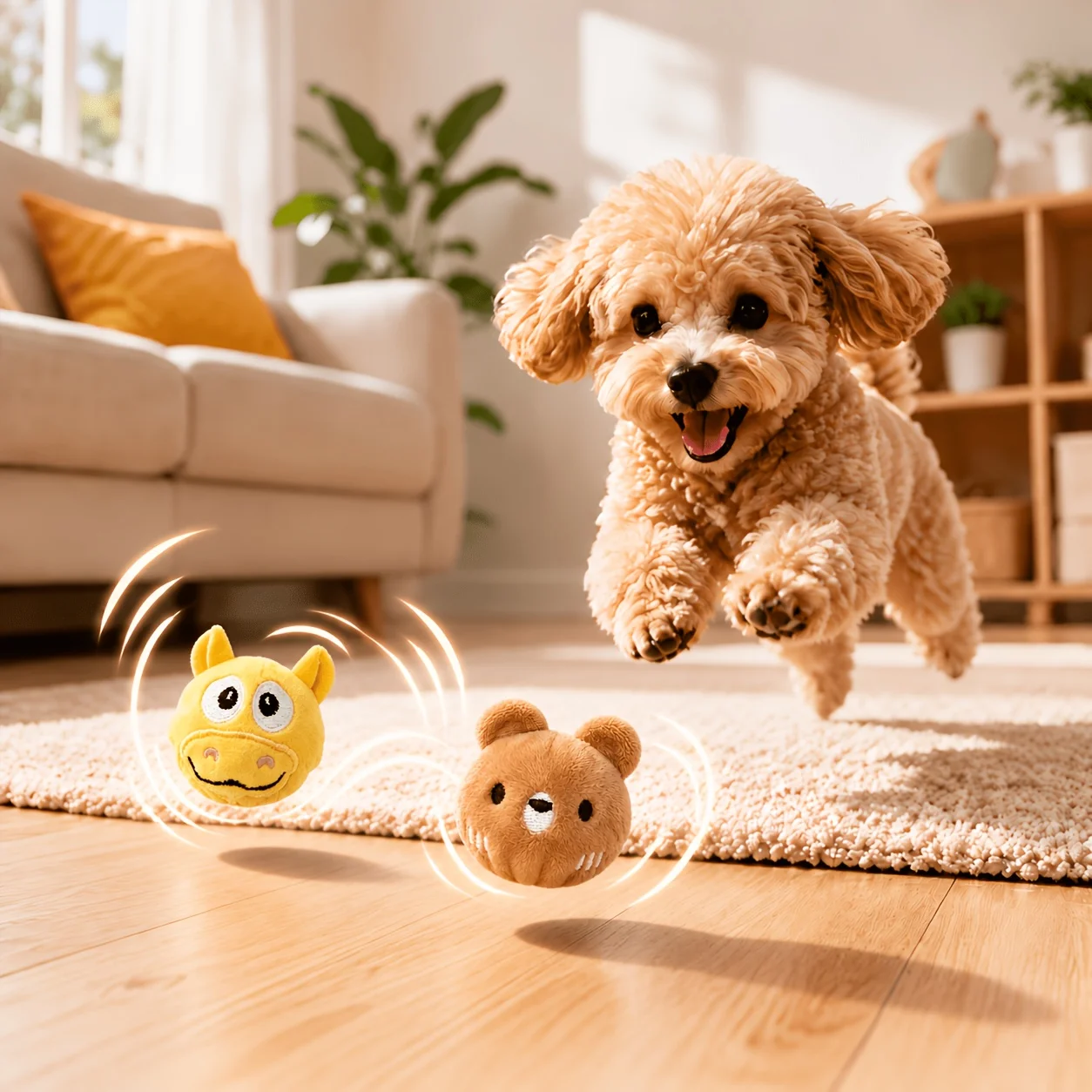 Interactive Squeaky Dog Ball Cartoon Animal Bouncy Sound Toy Boredom Relief Durable Chew Molar Toy for Dogs Cats Puppy