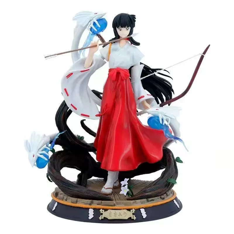 28cm Inuyasha - Fire Phoenix Priestess Kikyo Anime Figure Standing Pose Model Statue Collection Desktop Decoration Ornament Toy