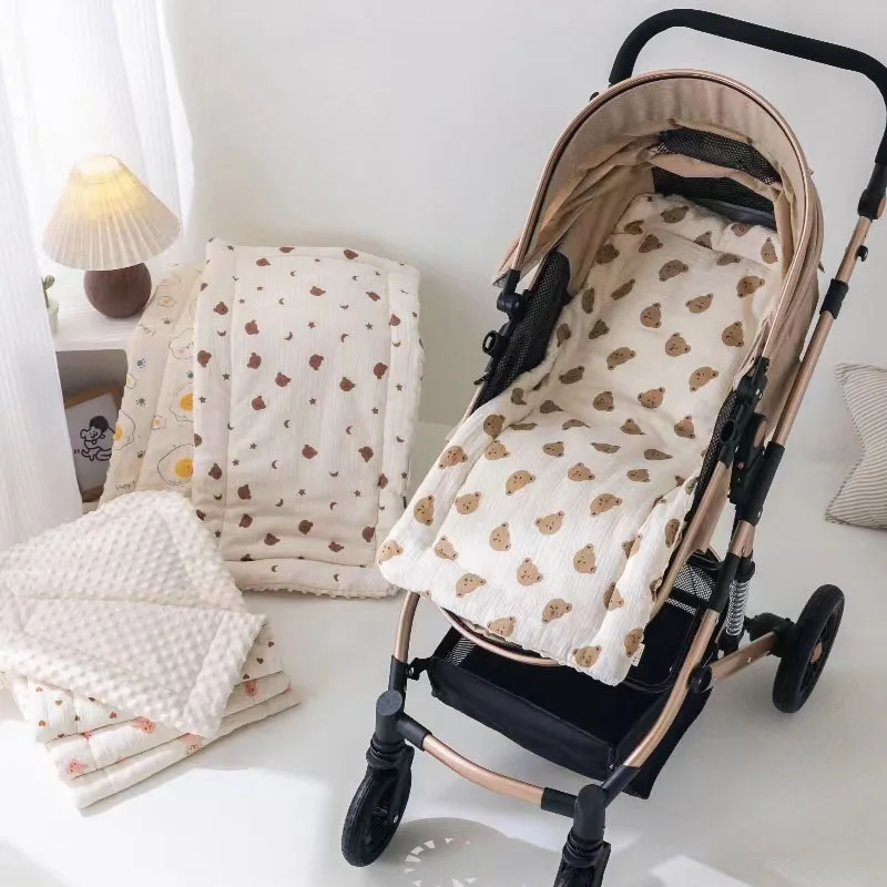 Fall Winter Baby Stroller Cushion Print Soft Mat Baby Blanket Baby Carriage Pram Cotton-Padded Mattress Kids Stroller Accessory