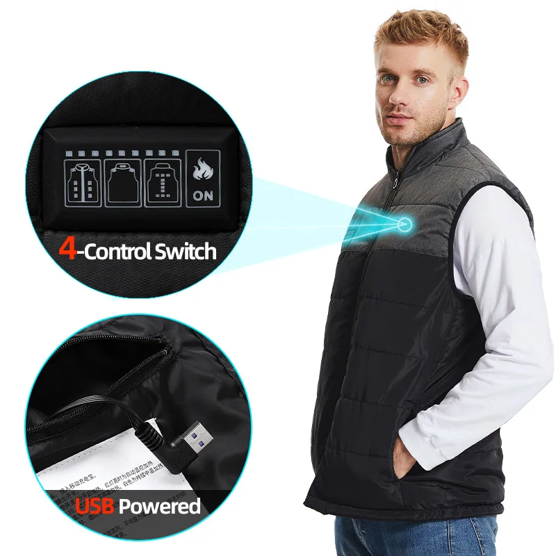 21 Areas Heated Vest Men Motorcycle Usb Electric Heating Vest Women Winter Rechargeable Heated Jacket Outdoor Heated Clothes