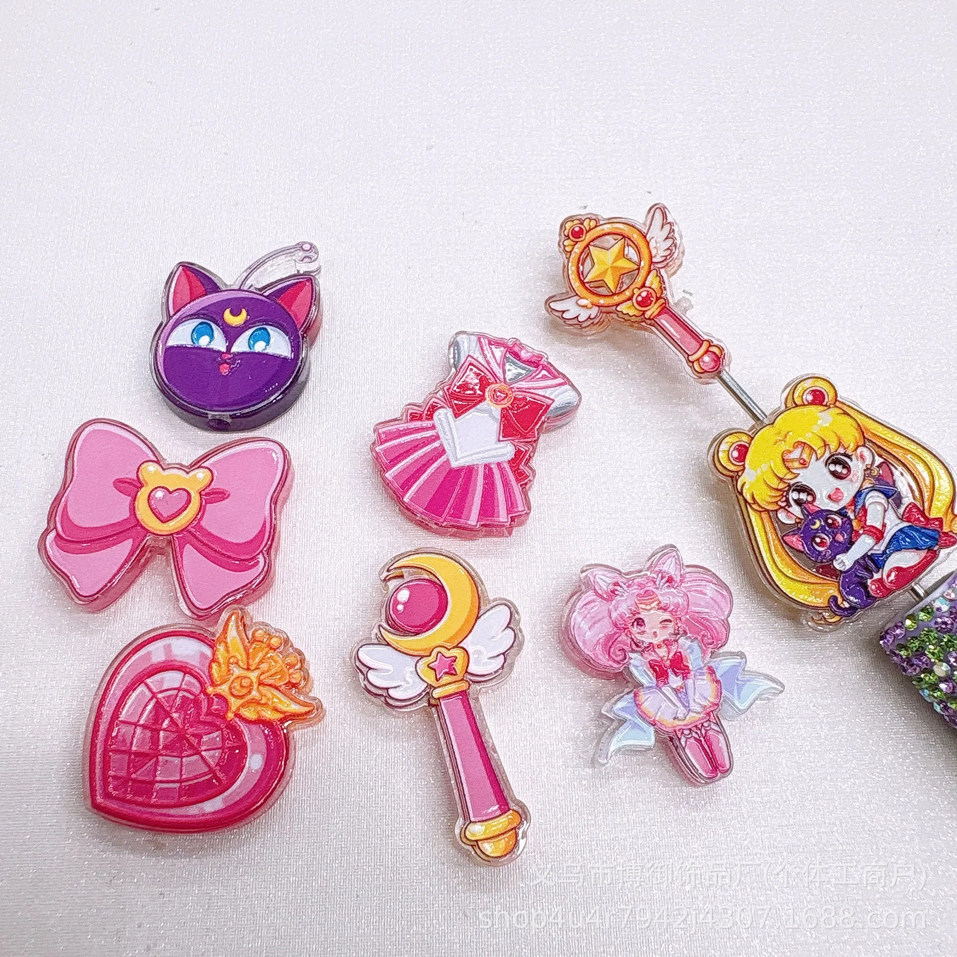 10/20pcs for Sailor Moon through-hole beaded DIY mobile phone chain keychain beaded pen accessory material - view 5
