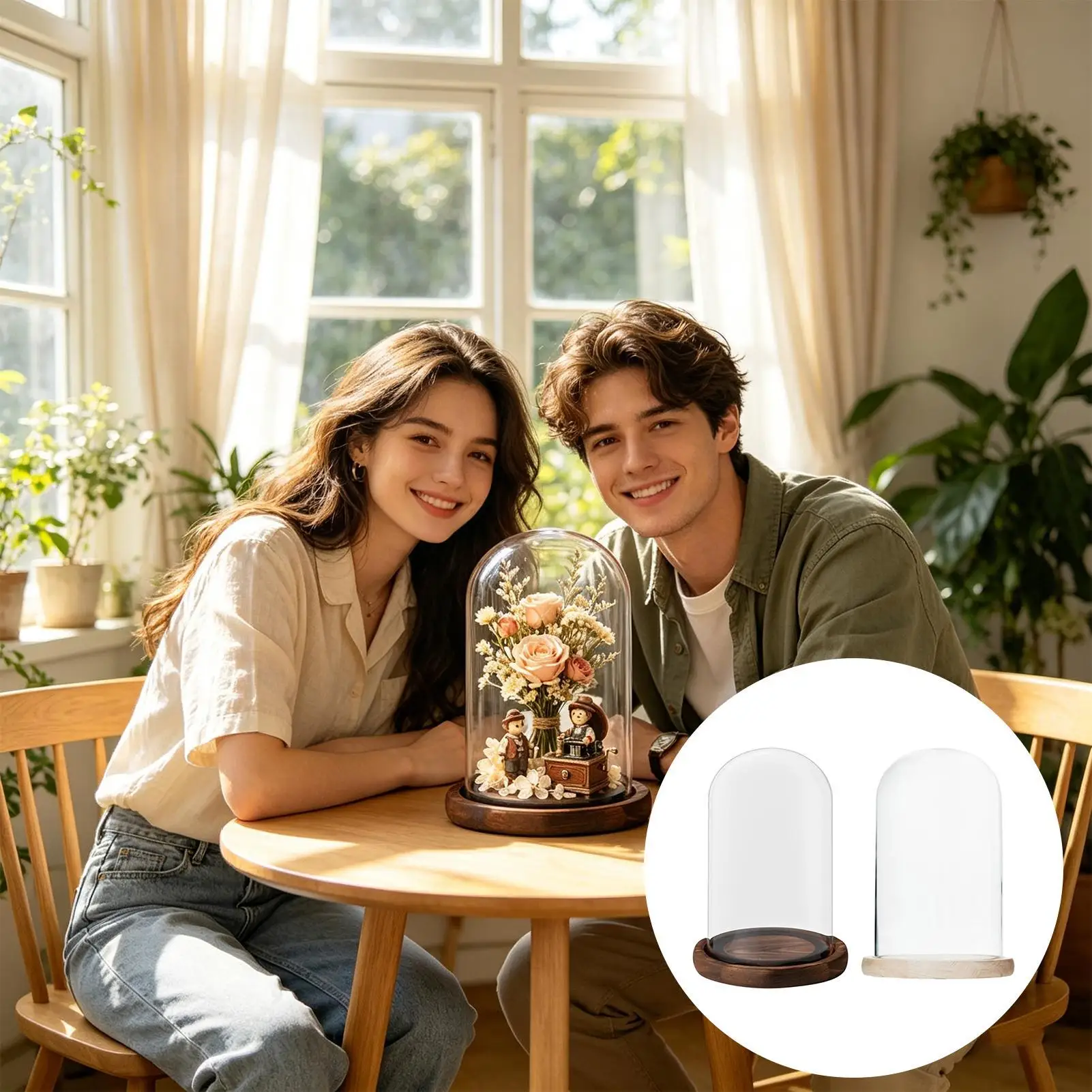 Glass Domes For Display Dustproof Crystal Display Cloche With Base Glass Flower Decor Cloche For Statues Artificial Flowers Home