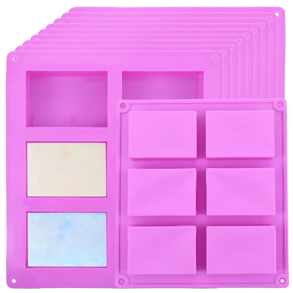 

10 Pack Silicone Soap Molds, 6 Cavities Rectangle Silicone Soap Mold, Great for Homemade Craft Soap Bar Mold, DIY Chocolate M