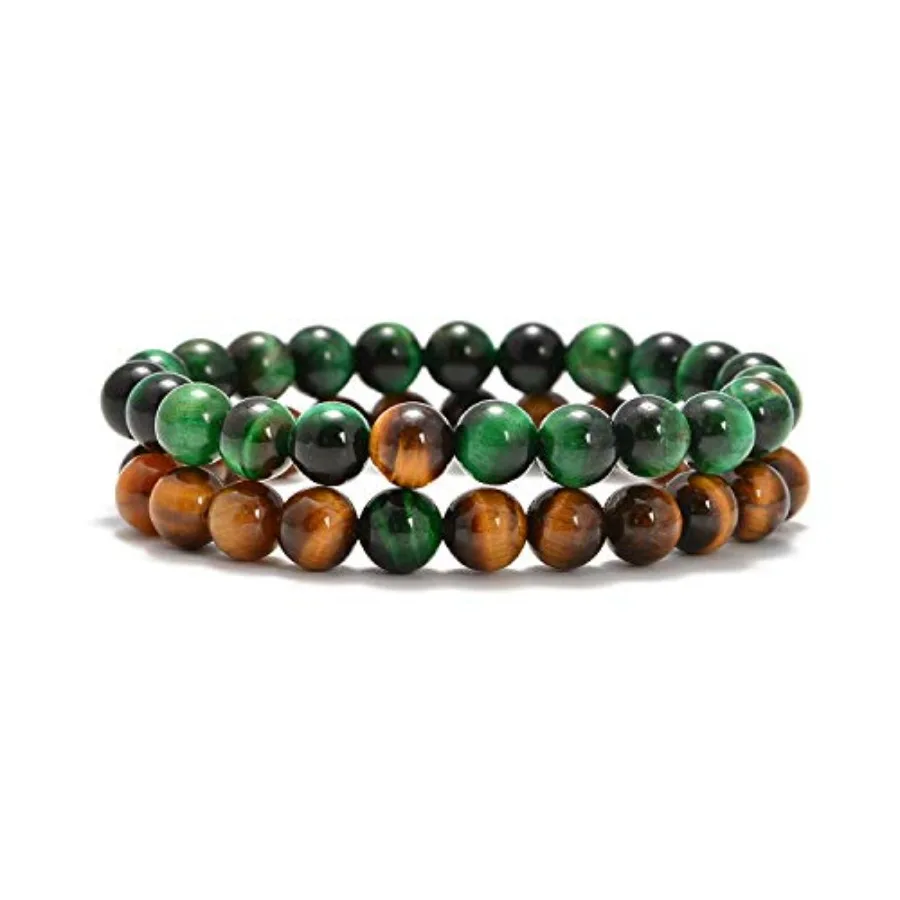 

2Pcs His and Hers Distance Beads Bracelets Elastic Natural Stone Yoga Bracelet