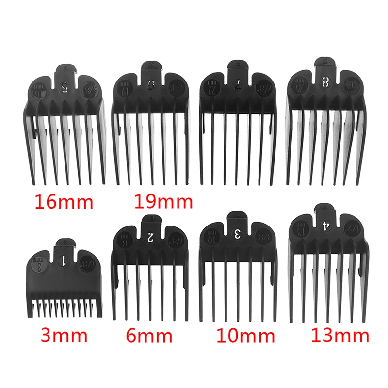 8pcs Barber Styling Comb Sets Clipper Hair Limit Comb Trimmer Attachment Black