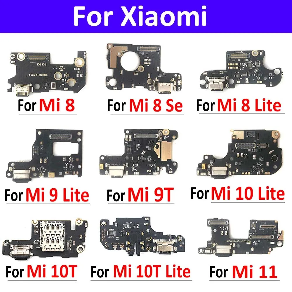 New USB Charging Port Board Flex Cable Connector Parts For Xiaomi Mi 8 9 9T 10T 10 11 12 Lite Pro Microphone Module