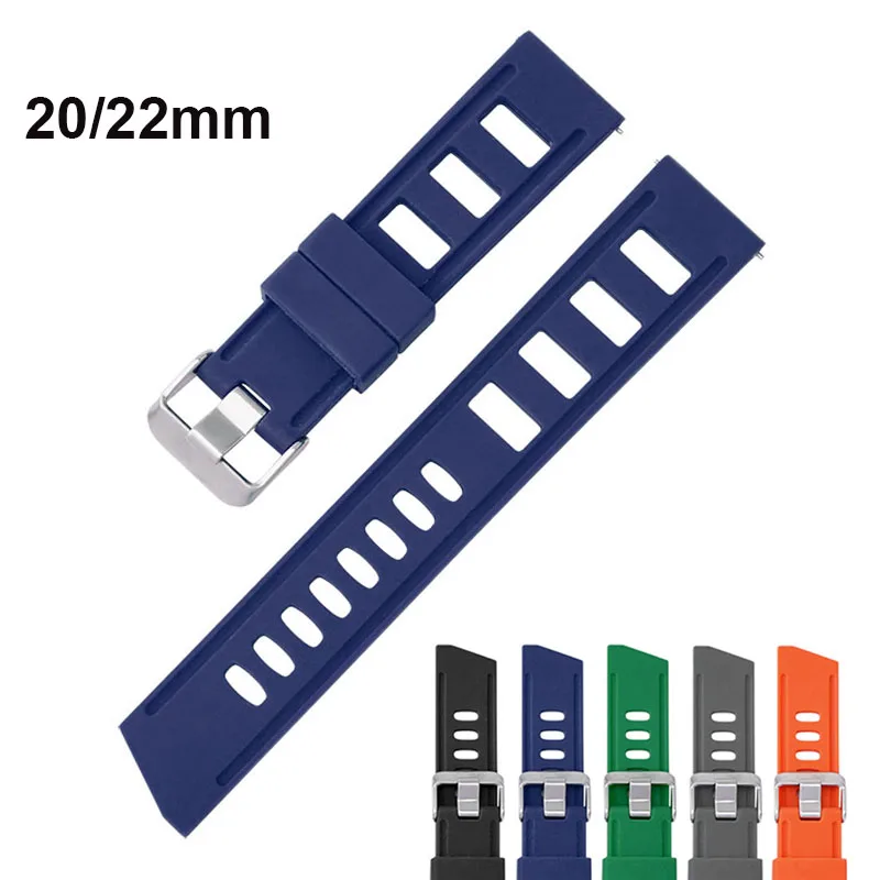 Sport Silicone Strap 20mm 22mm Men Waterproof Breathable Quick Release Watch Band Bracelet for Samsung Huawei GT Amazfit GTR