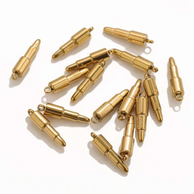 Stainless Steel Gold Plated Bullet Lipstick Charms Pendant for Earring Bracelet Jewelry Making Supplies DIY Accessories