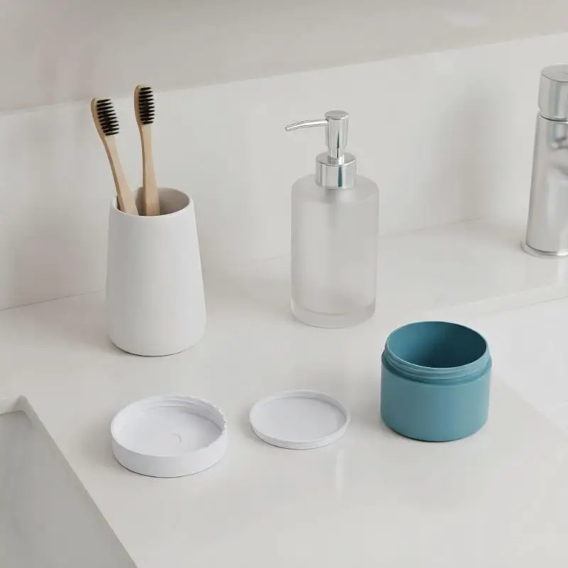 1/2 قطعة 100 جرام الأزرق حقن صب جرة بلاستيكية كريم وجه سميكة البلاستيك حاوية مستحضرات التجميل إعادة الملء زجاجة علب مصل #2