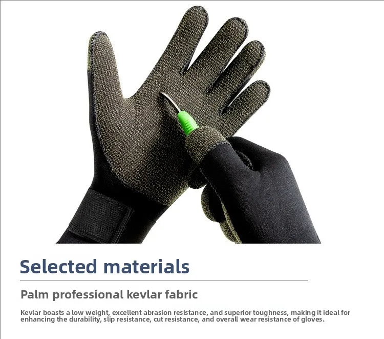 3/5mm Verdicken Kevlar Tauchen Handschuhe Kratzfest Fisch Jagd Warme Handschuhe Deep Dive Unterwasser Speerfischen Skifahren Handschuhe – Detail 9