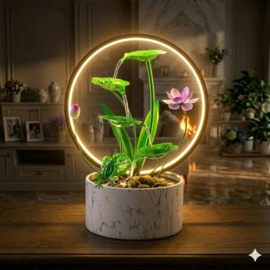 

Qingyinge 15''H Small Water Fountain Indoor Metal LED Light Relaxation Tabletop Fountain for Meditation Yoga Spa Room Decor