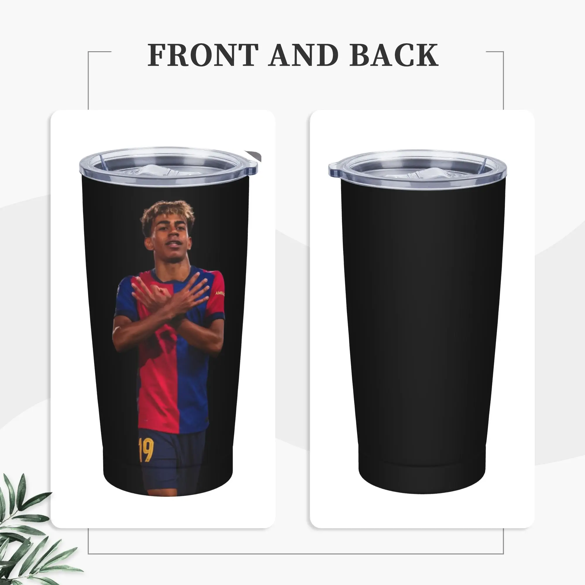 Lamine Y-Yamal Insulated Tumbler with Straws Football Soccer Vacuum Thermal Mug Double Wall Hot Cold Drink Cups, 20oz