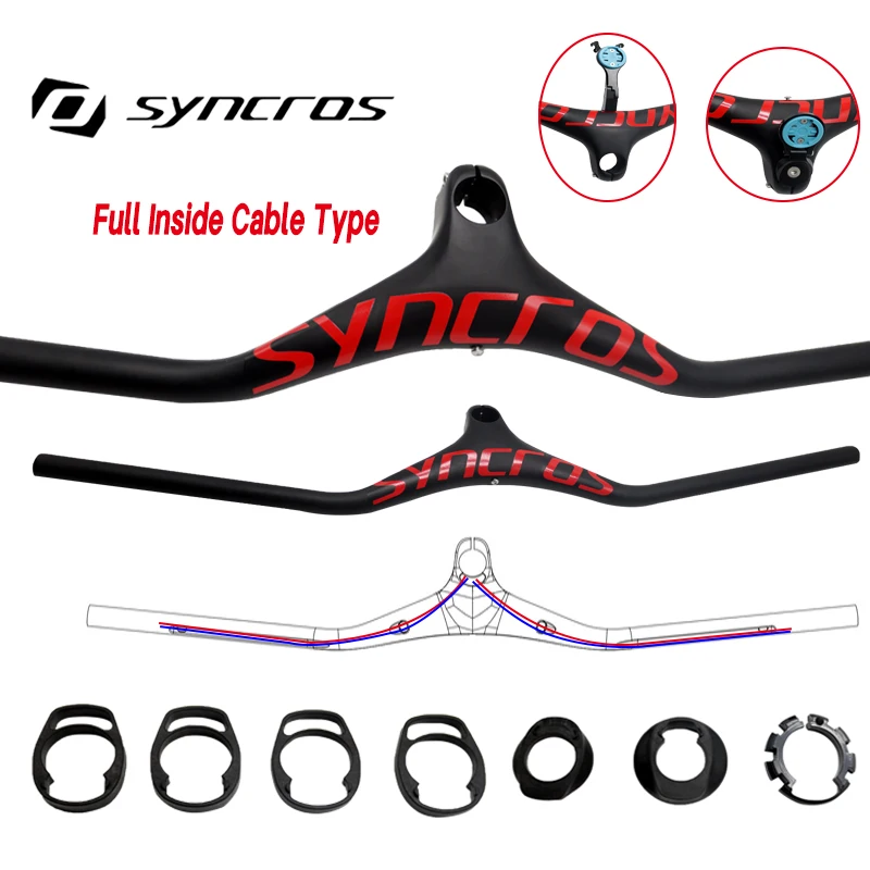 

Syncros Internal handlebar bike bicycle Carbon Handlebar Multiple Colour MTB Integrated Handlebar Stem angle -14° 60-100mm