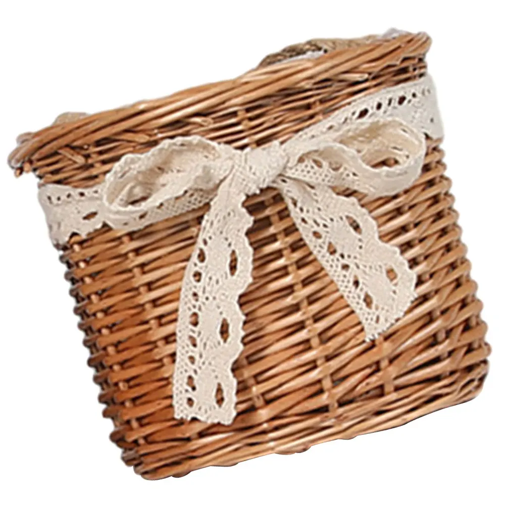 

Woven Flower Girl Basket Rattan Storage Basket Portable Handle Decorative Candy Sundries Organizer Woven Baskets for Storage