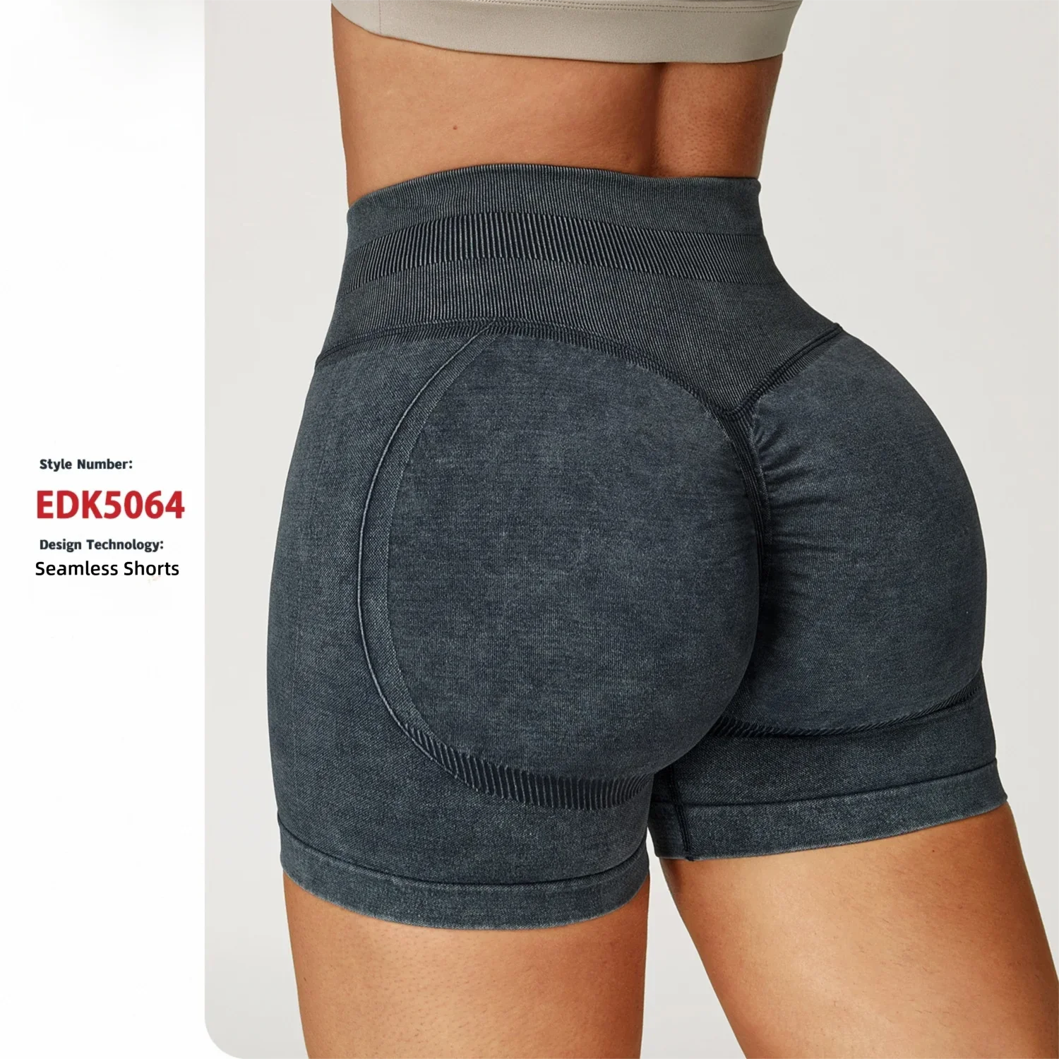 Seamless Sandwashed Yoga Shorts Women High Waist Scrunch Butt Lifting Gym Shorts Tummy Control Workout Running Tights