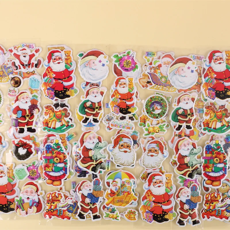 20 Sheets 3D Santa Claus Puffy Bubble Stickers Christmas Party Decoration Baby Shower Birthday Party Favors Kindergarten Rewards