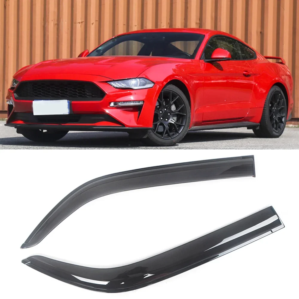 For Ford Mustang 1994-2021 Auto Side Window Wind Deflectors Visors Black Rain Guard Door Visor Vent Shades Dark Smoke Ventvisor