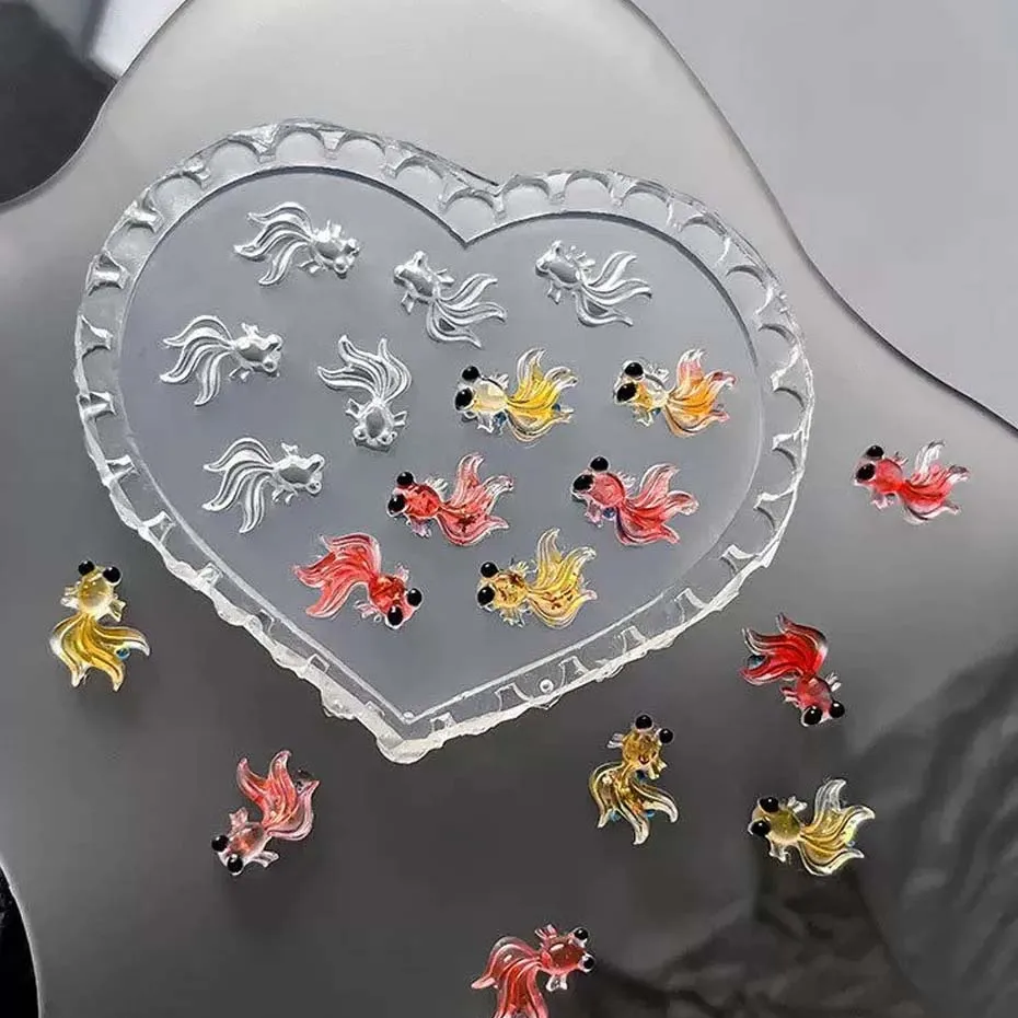 Summer Ocean Sea Goldfish Conch Shell Seahorse Starfish Jellyfish Nail Art Silicone Carving Mold Mould Template