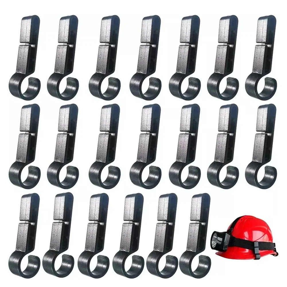 Wholesale 20Pcs Plastic Helmet Clips Attachment Head Light Clamps Black Set Headlamp Hard Hat Safety Cap Hook Outdoor Tools ﻿