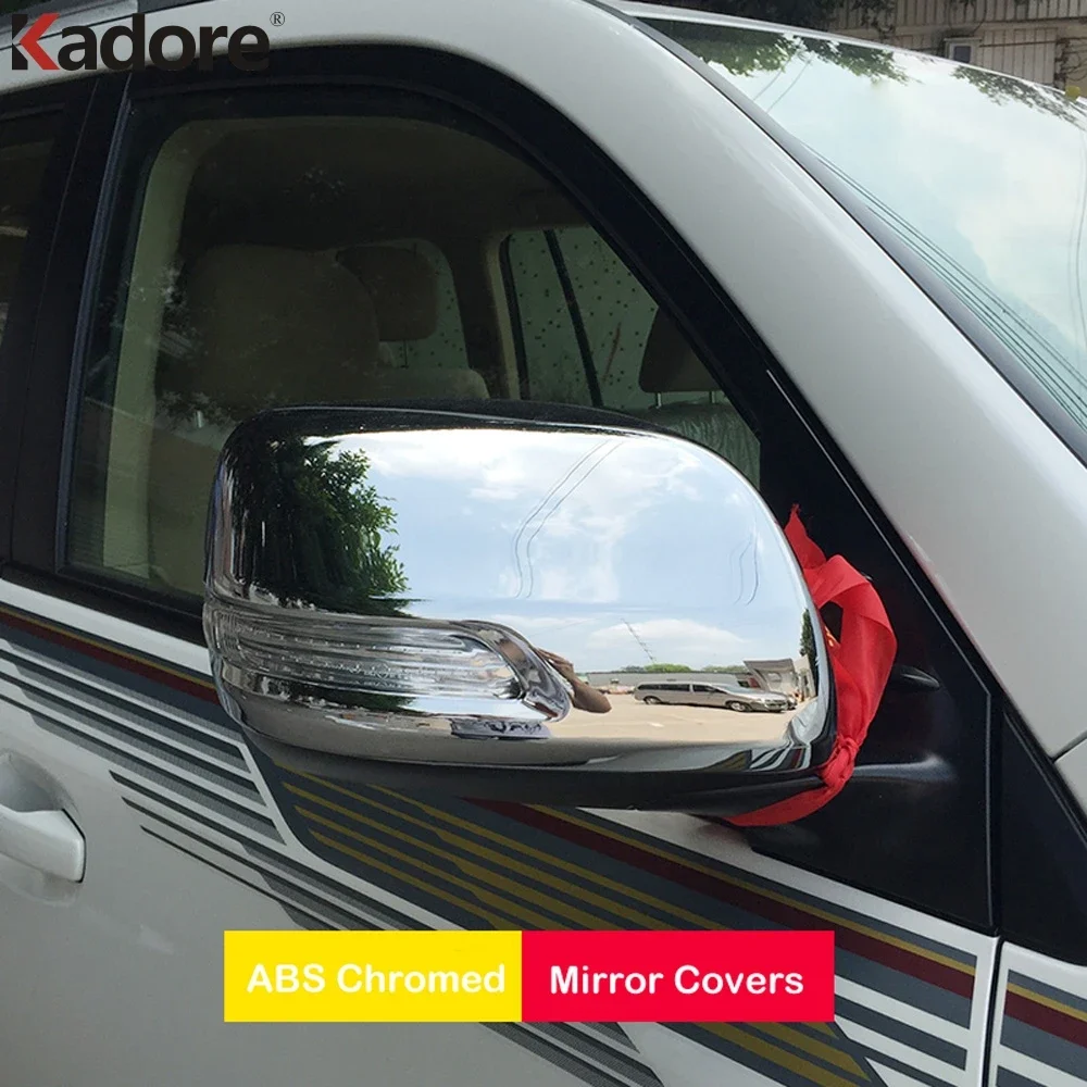 Rearview Mirror Cover Trim For Toyota Land Cruiser LC200 FJ200 facelift 2016-2020 Chrome Car Side Wing Mirrors Cap Accessories