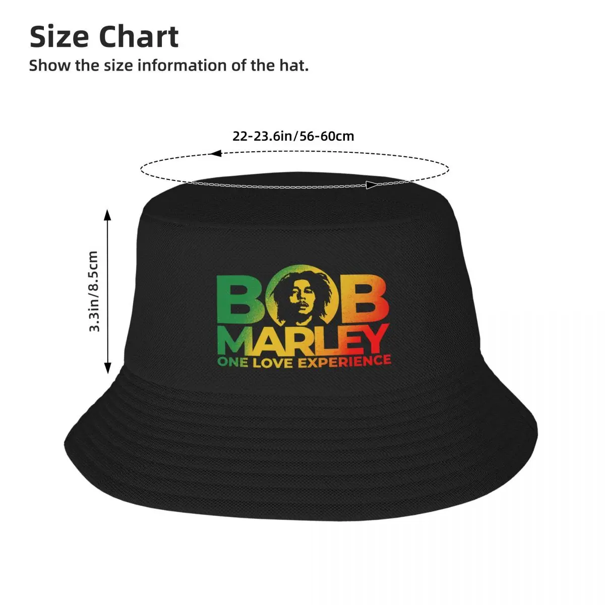 Custom Unisex Jamaica Singer Reggae Rock Bob Marley Bucket Hat Travel Beach Summer Fishing Hats