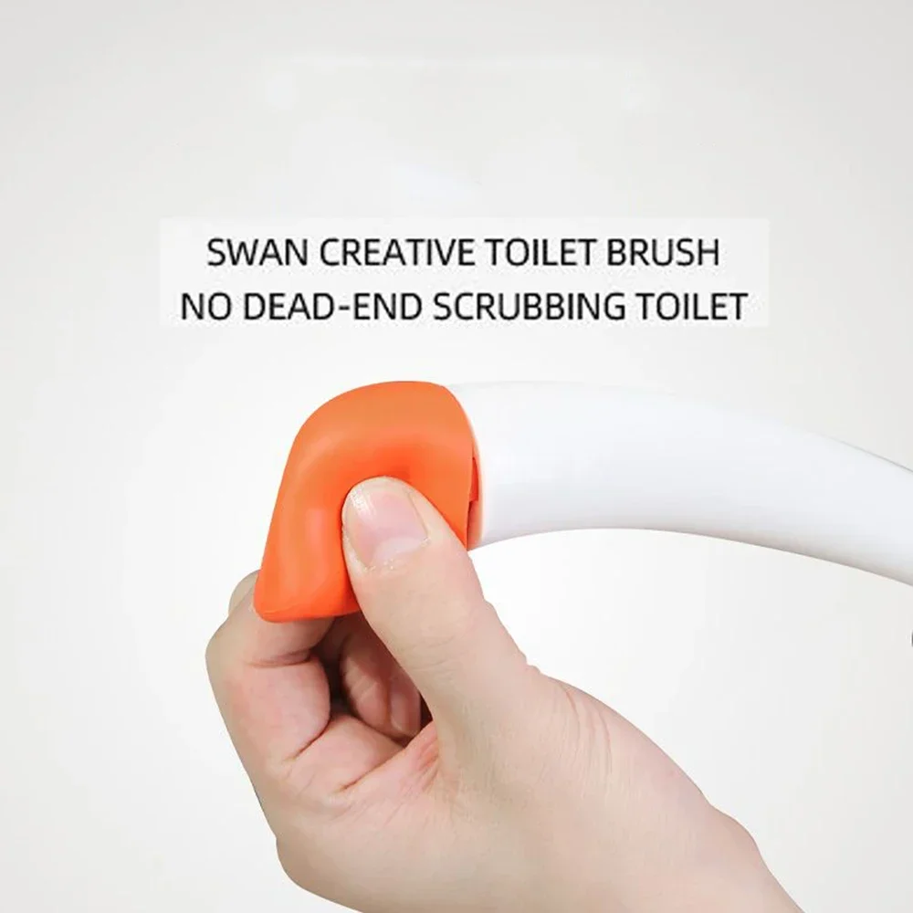 Swan Shape Toilet Brush Clean No Dead Corner Bathroom Toilet Toilet Vertical Cleaning Brush with Base Bathroom Products