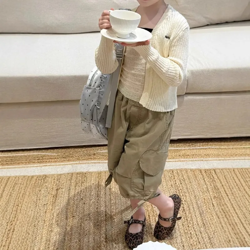 2026 New Spring Summer Korean Fashion Trend Girls Casual Work Pants Boys and Girls Pocket Middle Pants Shorts