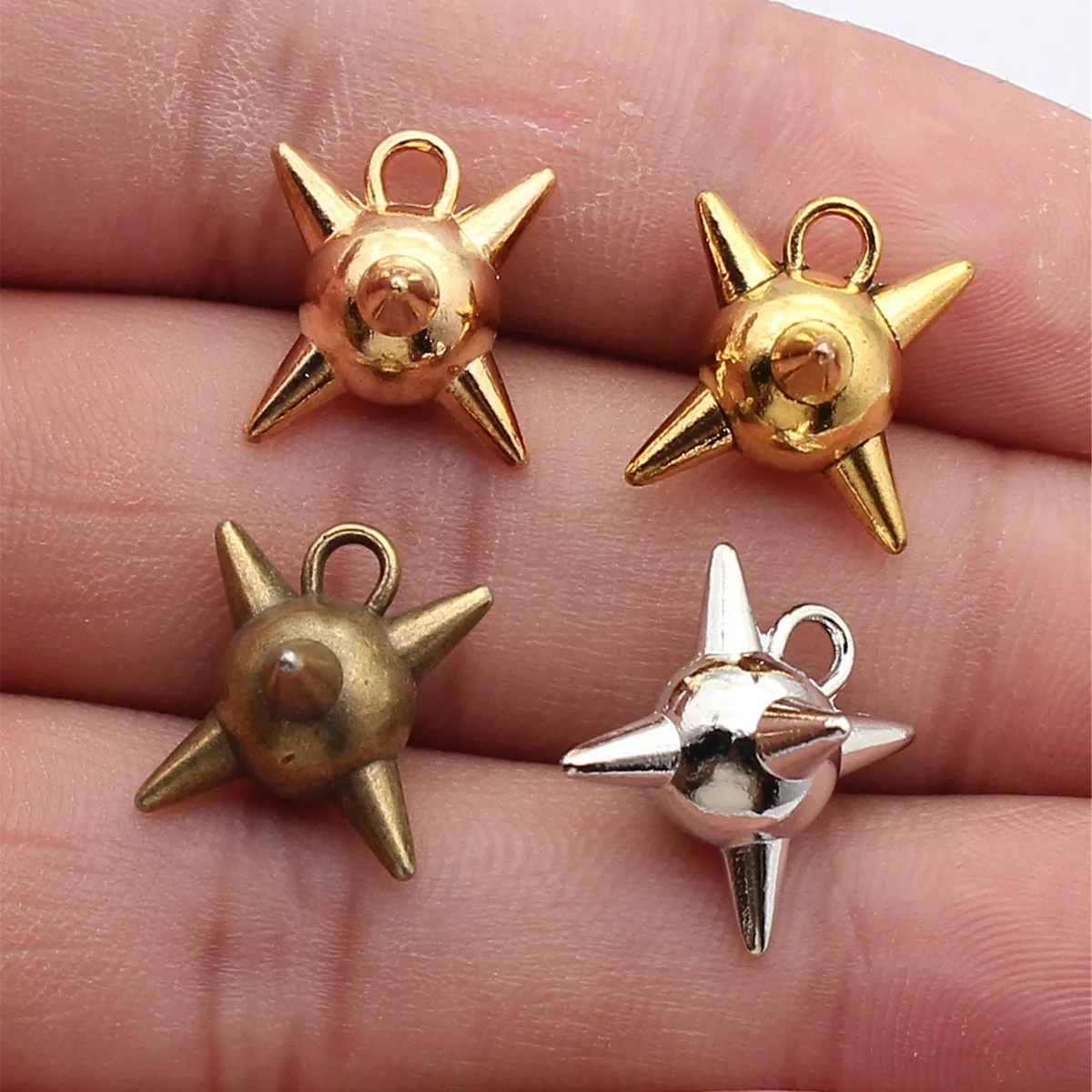 WYSIWYG 5pcs 18x15x13mm 5 Colors Meteor Hammer Pendant, Nail Ball Charms For DIY Jewelry Making