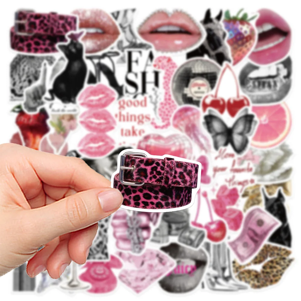 

50PCS Cute Pink Aesthetic Graffiti Sticker for Girls Fresh and Creative DIY Refrigerator Water Cups Skateboard Toys Gifts Decals