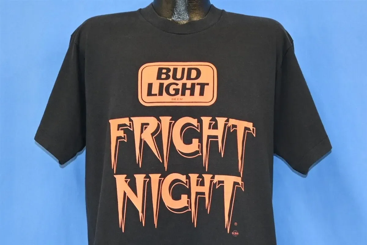 80s Bud Light Beer Fright Night Halloween Orange Black Budweiser T Shirt Extra Large