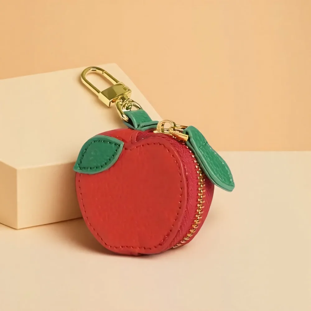

Mini Cute Fruit Shape Coin Purse Zipper Strawberry Kid's Coin Pouch Lemon PU Leather Bag Keychain Pendant Storage Bag